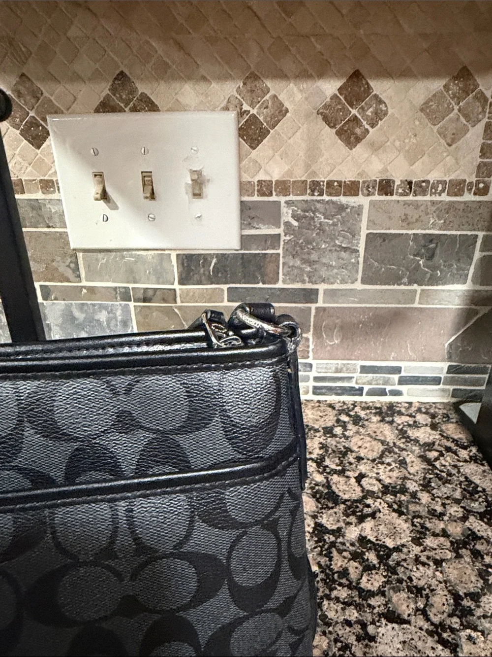 Coach Black Signature Monogram Shoulder Bag